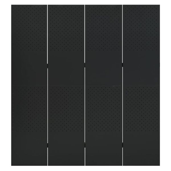 vidaXL 4-Panel Room Dividers 2 pcs Black 160x180 cm Steel