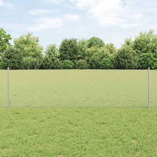 vidaXL Fence with Post Silver 0.6 x 100 m Steel