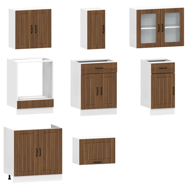 vidaXL 8 Piece Kitchen Cabinet Set Lucca Brown Oak Engineered Wood