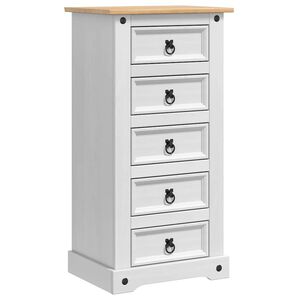 vidaXL Bedside Table White 53 x 39 x 103 cm Solid Pine Wood