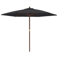 vidaXL Garden Parasol with Wooden Pole Black 299x240 cm