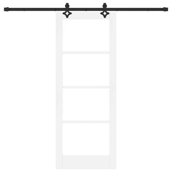 vidaXL Sliding Door White 78 x 202 cm Solid Pine Wood and Glass