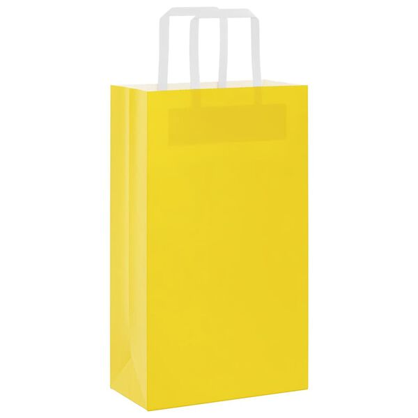 vidaXL Paper Bags 250 pcs with Handles Yellow 21x11x36 cm