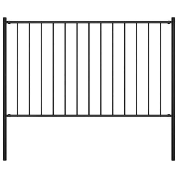 vidaXL Fence Panel with Posts Powder-coated Steel 1.7x1.25 m Black