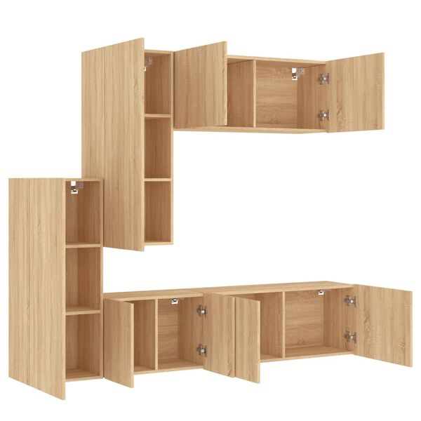 vidaXL 5 Piece TV Wall Units Sonoma Oak Engineered Wood