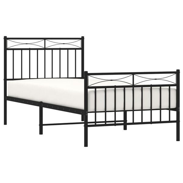vidaXL Metal Bed Frame without Mattress with Footboard Black 90x190cm