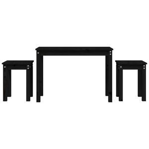 vidaXL Nesting Tables 3 pcs Black Solid Wood Pine