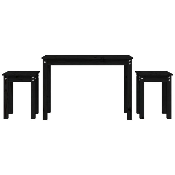 vidaXL Nesting Tables 3 pcs Black Solid Wood Pine