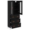 vidaXL Highboard Cabinet with Shelf 2 pcs Black Oak Engineered Wood