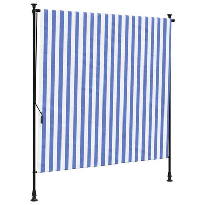vidaXL Outdoor Roller Blind Blue and White 200x270 cm Fabric&Steel