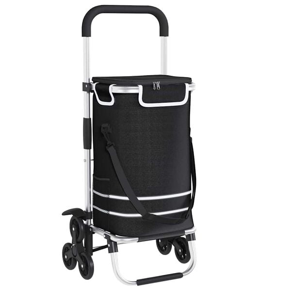 vidaXL Shopping Trolley Folding Black 47 x 39 x 100.5 cm Oxford fabric