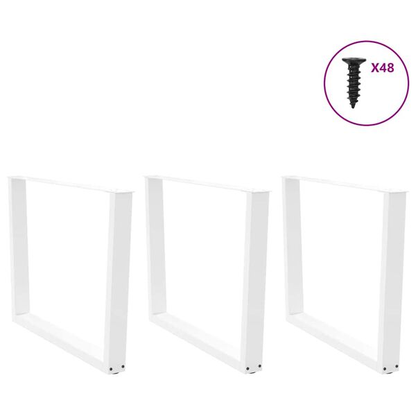 vidaXL Dining Table Legs V-Shape 3 pcs White 100x(72-73.3) cm Steel