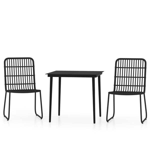 vidaXL 3 Piece Garden Dining Set Black