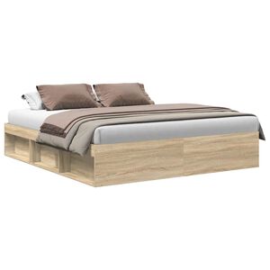 vidaXL Bed Frame without Mattress Sonoma Oak 180x200 cm Super King Super King Size