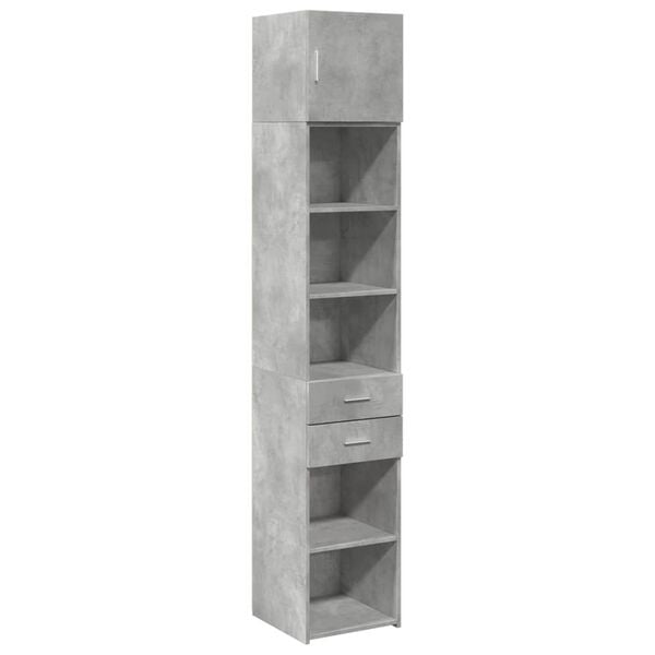 vidaXL Slim Storage Cabinet Concrete Grey 40x42.5x225 cm Engineered Wood