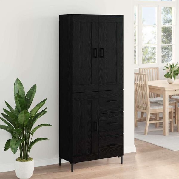 vidaXL Highboard with Drawer 2 pcs Black Oak Engineered Wood