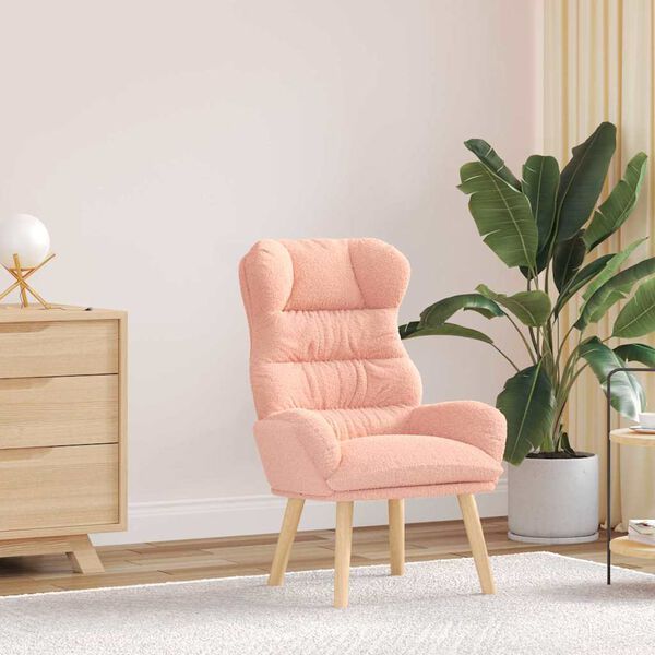 vidaXL Armchair Pink 69 x 74 x 93 cm Sherpa Fabric