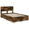 vidaXL Bed Frame with Drawer Smoked Oak 120 x 190 cm Engineered Wood