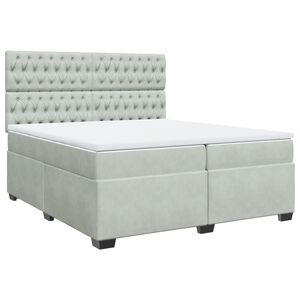vidaXL Box Spring Bed with Mattress Light Grey 200x200 cm Velvet