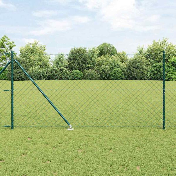 vidaXL Chain Link Fence with Posts Green 1.2 x 25 m Steel