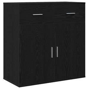 vidaXL Sideboard with Drawer Black Oak 78 x 38 x 80 cm Engineered Wood
