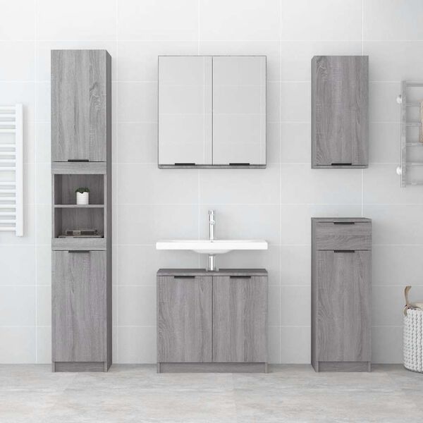 vidaXL Bathroom Cabinet Grey Sonoma 64.5x33.5x59 cm Engineered Wood
