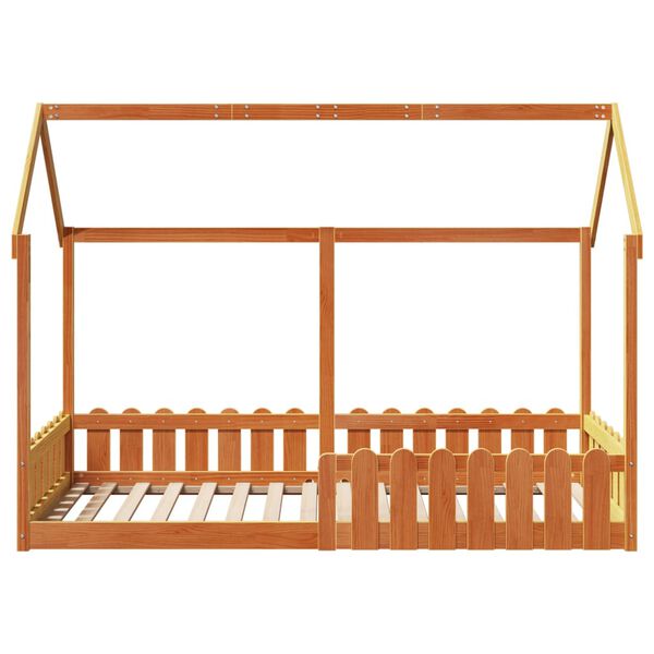 vidaXL Kids' House Bed Frame without Mattress Wax Brown 90x190 cm Single
