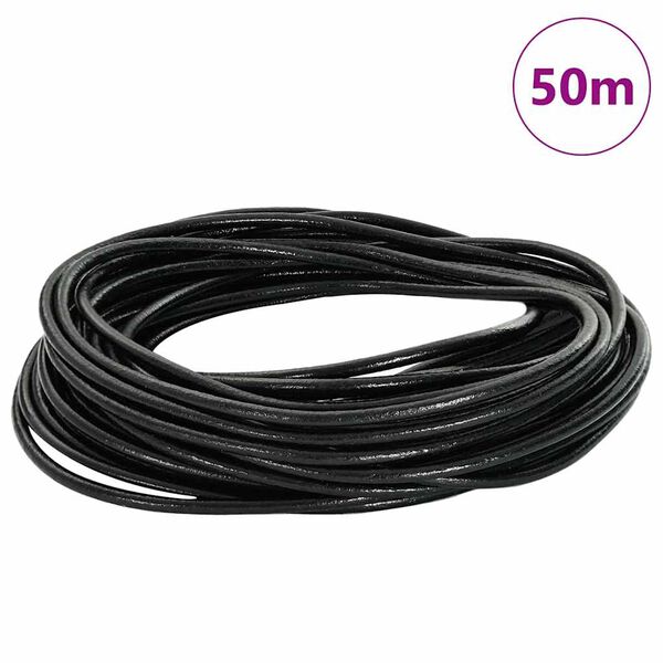 vidaXL Leather Cord Black &Oslash;2.5 mm x 50 m Leather