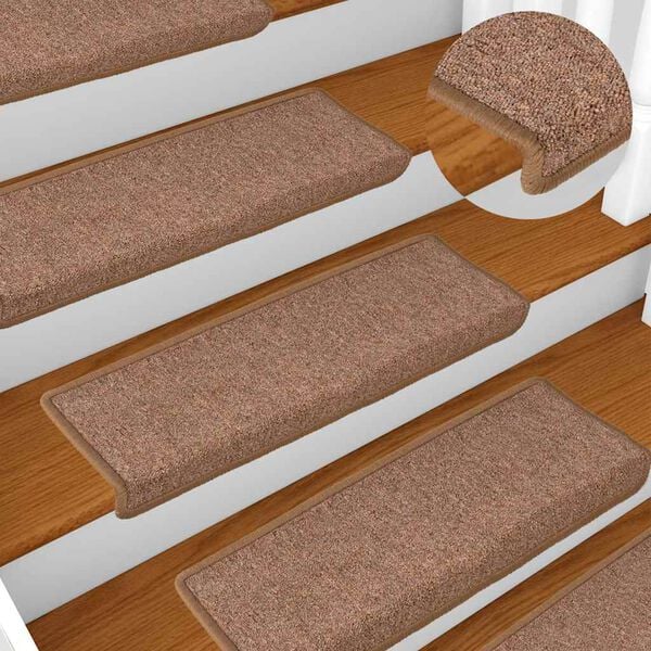 vidaXL Stair Mats 15 pcs 65x21x4 cm Brown Rectangular Edge