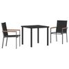 vidaXL Garden Dining Set 3 pcs Black Powder-coated Steel