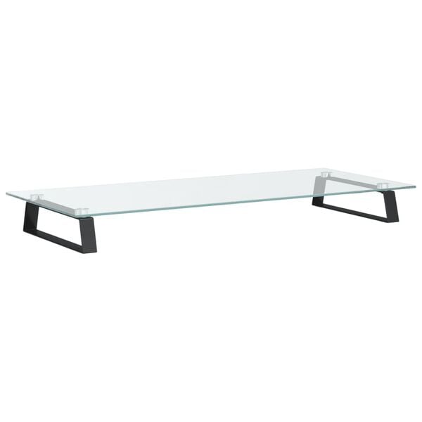 vidaXL Monitor Stand Black 80x35x8 cm Tempered Glass and Metal