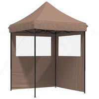 vidaXL Foldable Party Tent Pop-Up with 2 Sidewalls Brown
