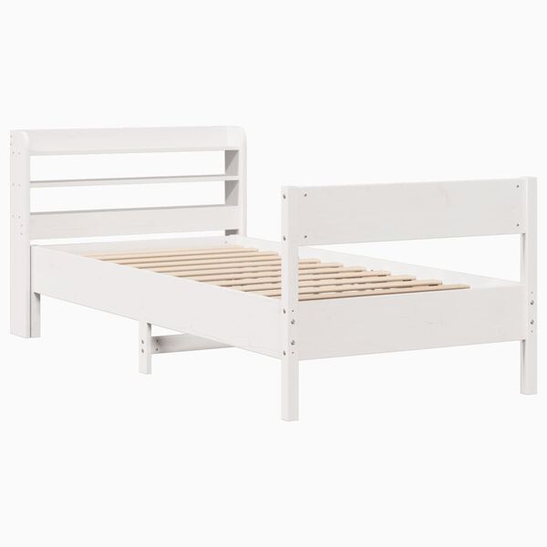 vidaXL Bed Frame without Mattress White 75x190 cm Small Single Solid Wood Pine