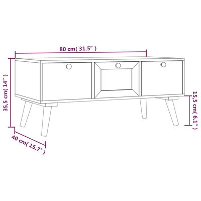 vidaXL Coffee Table with Drawers 80x40x35.5 cm Engineered Wood