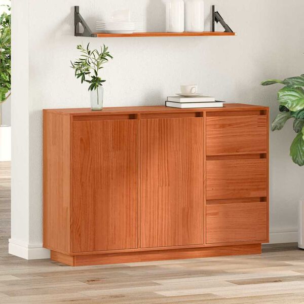 vidaXL Sideboard Brown Oak 111 x 34 x 75 cm Solid Pine Wood