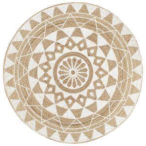 vidaXL Handmade Rug Jute with White Print 150 cm