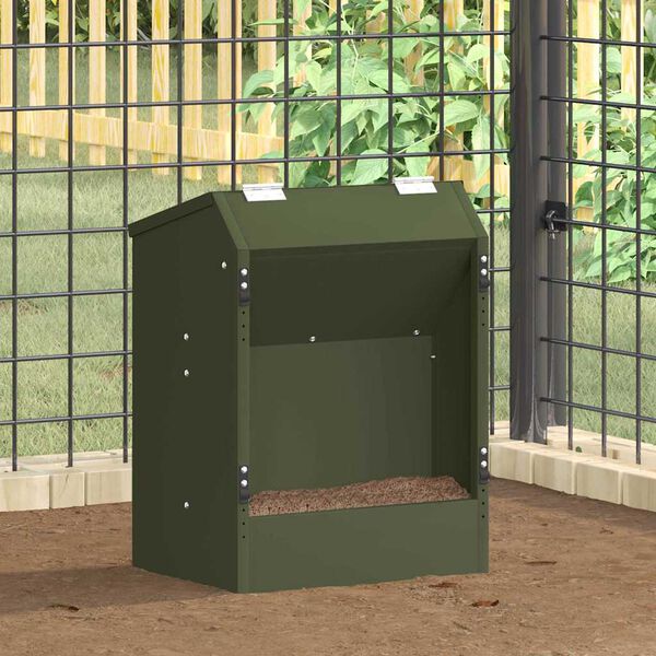 vidaXL Rabbit Feeder Olive Green 33.5 x 25.5 x 45.5 cm