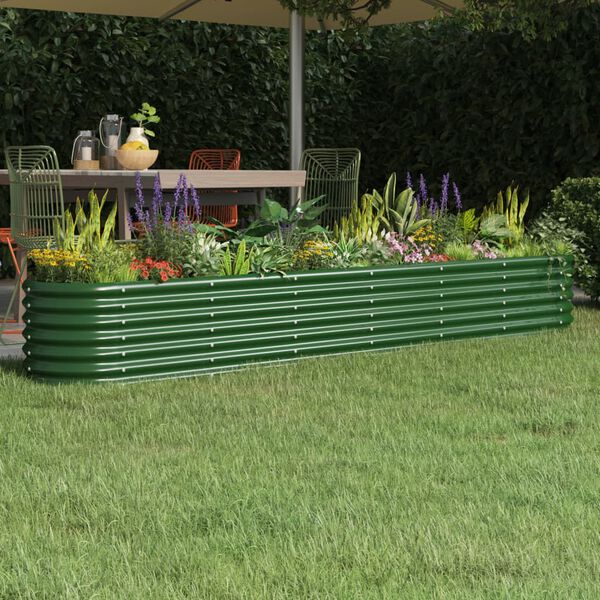 vidaXL Garden Raised Bed Galvanised Steel 260x40x36 cm Green