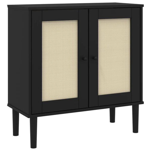 vidaXL Sideboard SENJA Rattan Look Black 80x35x80 cm Solid Wood Pine