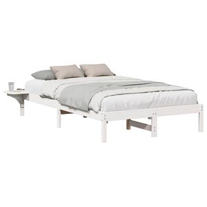 vidaXL Bed Frame White 135 x 190 cm Solid Pine Wood