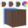 vidaXL TV Wall Cabinet with LED Lights Brown Oak 30.5x35x30 cm