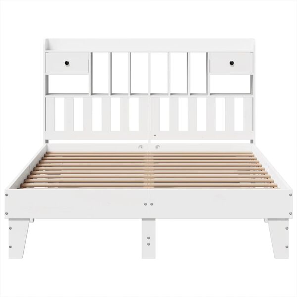 vidaXL Bed Frame without Mattress White 150x200 cm King Size Solid Wood Pine