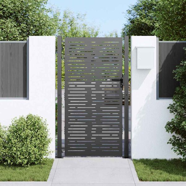 vidaXL Garden Gate with Lock Black 85 x 180 cm Powder-Coated Steel