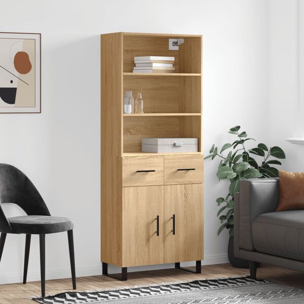 vidaXL Highboard Sonoma Oak 69.5x34x180 cm Engineered Wood