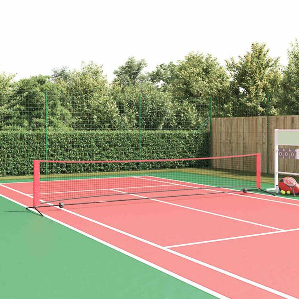 vidaXL Tennis Net Folding Black and Red 494.5 x 90 x 87 cm Polyester