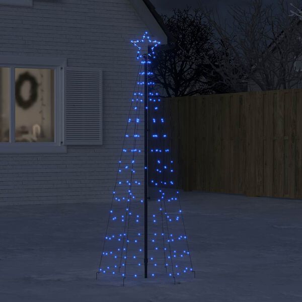 vidaXL LED Christmas Tree with Spikes 220 LEDs Blue 180 cm
