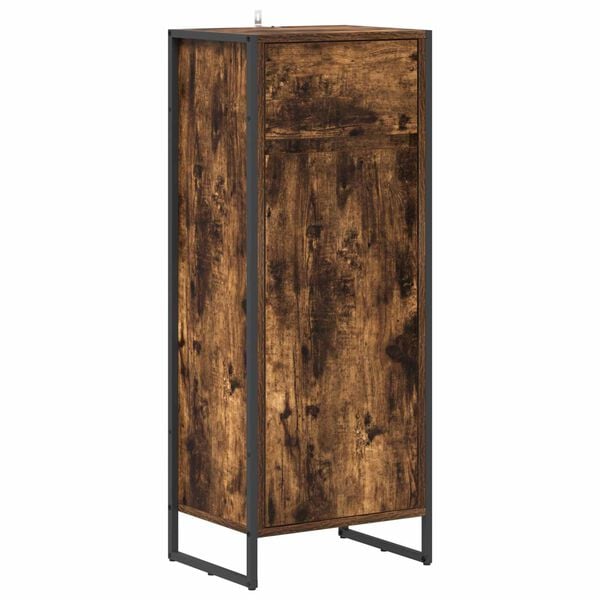 vidaXL Bathroom Cabinet Smoke Oak 40 x 30 x 100 cm Engineered Wood