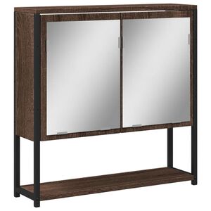 vidaXL Bathroom Mirror Cabinet Brown Oak 60x16x60 cm Engineered Wood