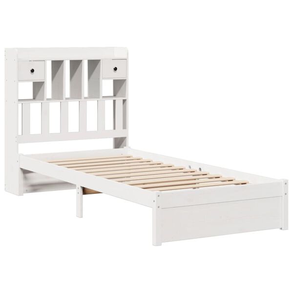 vidaXL Bookcase Bed without Mattress White 100x200cm Solid Wood Pine