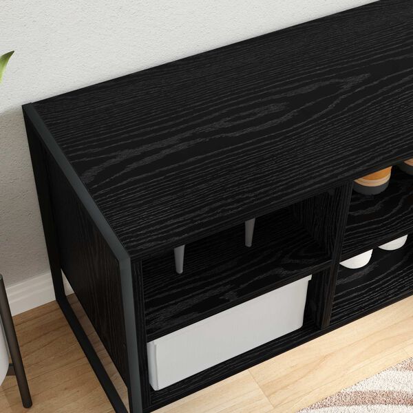 vidaXL Shoe Cabinet Black Oak 100 x 35 x 44 cm Engineered Wood